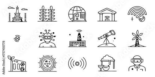 Vector illustration of niche technology solid icons