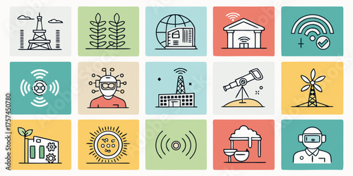 Vector illustration of niche technology solid icons