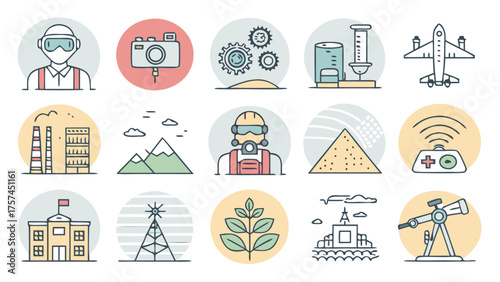Vector illustration of niche technology solid icons