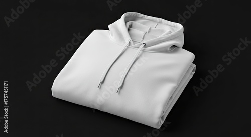 White folded hoodie on black background