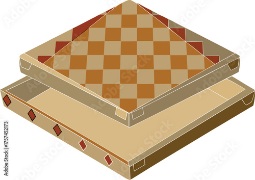 Open Cardboard Box with Detached Lid Illustration