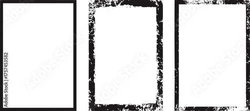 Black and white rectangular frames with distressed edges border rectangle