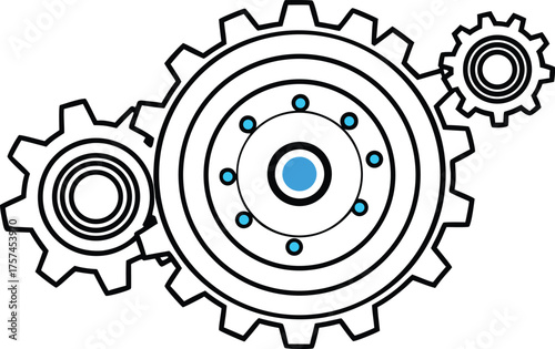 Interconnected mechanical gears working together for collaboration innovation and system dynamics symbolizing teamwork and machine functionality silhouette
