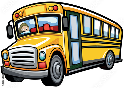 Yellow school bus vector isolated on white for kids' education and safe road transportation