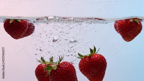 Strawberries in Water A Refreshing Splash of Color and Freshness