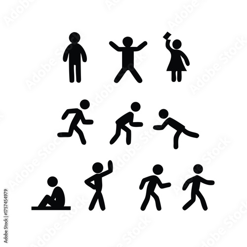 Collection of Human Action Icons for Infographics and UI Design