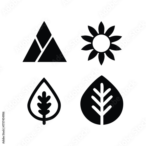 Modern Abstract Nature Elements for Eco and Outdoor Logos