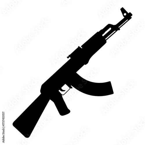 Ak 47 assault rifle vector silhouette illustration for military and gaming designs and projects