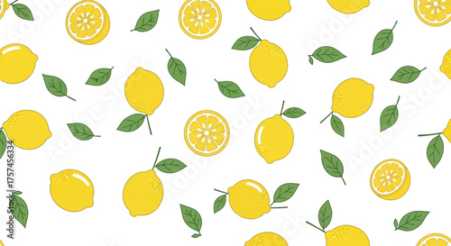 Refreshing citrus lemon fruit pattern seamless nature botanical design vibrant summer vector