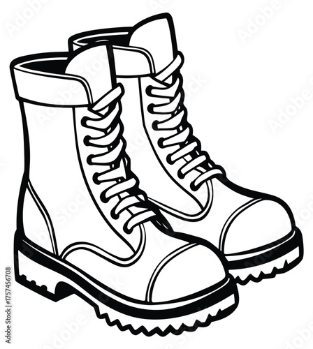 Durable Combat Boots Rugged Design with Thick Soles, Ideal for Outdoor Adventures and Tough Work Environments, Featuring Lace-Up Closure and Ankle Support for Maximum Comfort and Protection