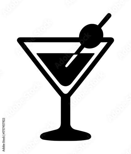 Martini glass with an olive on a toothpick