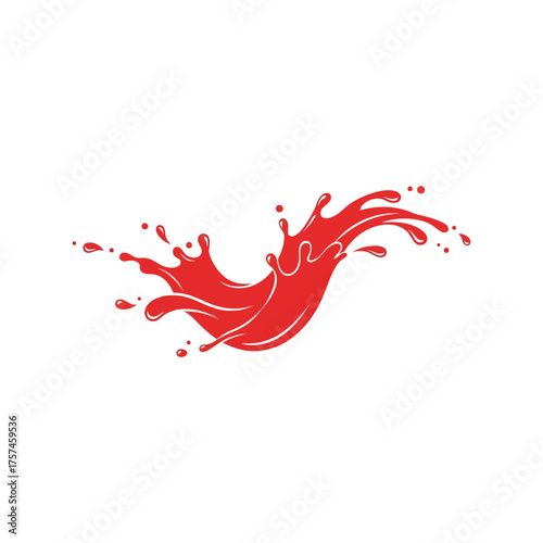 Vibrant red liquid splash dynamic motion abstract element dynamic fluid motion design vector