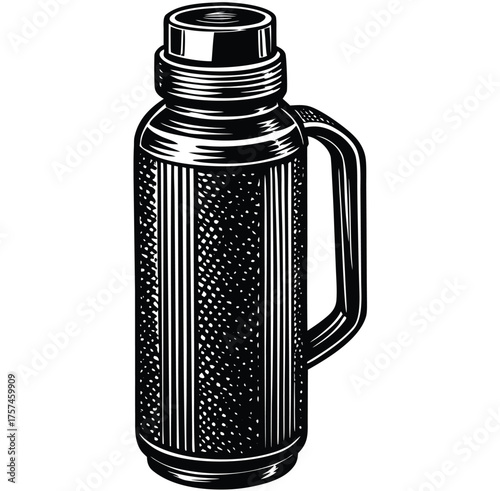 black plastic bottle isolated vector illustration