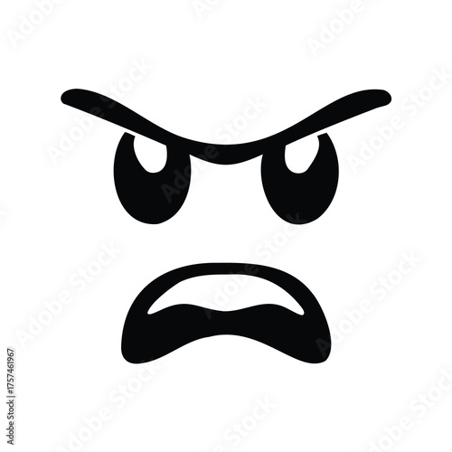 A stark rendering of an angry expression, black and white image