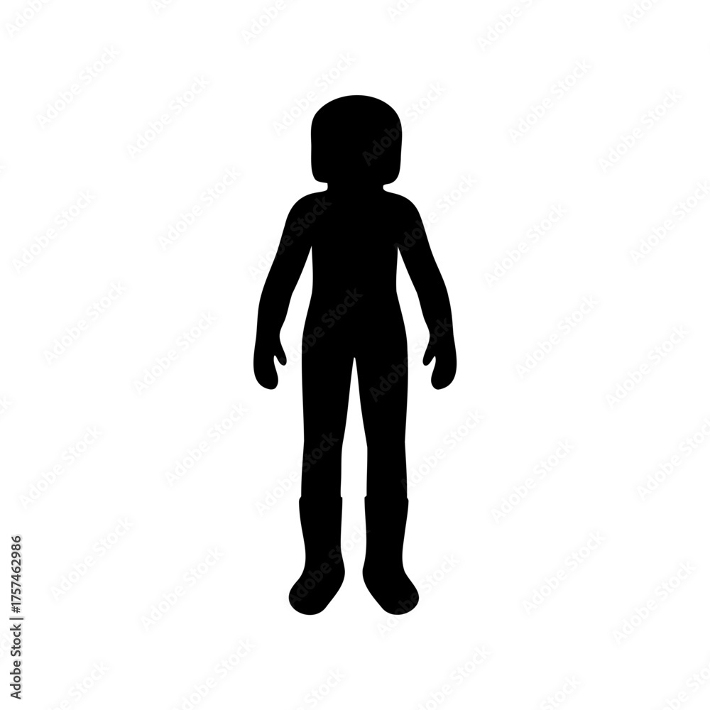 Fototapeta premium Full body silhouette of a figure wearing boots and an ambiguous head covering