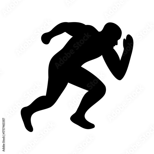 Silhouette of a muscular man running, illustrating fitness, energy and motion dynamics
