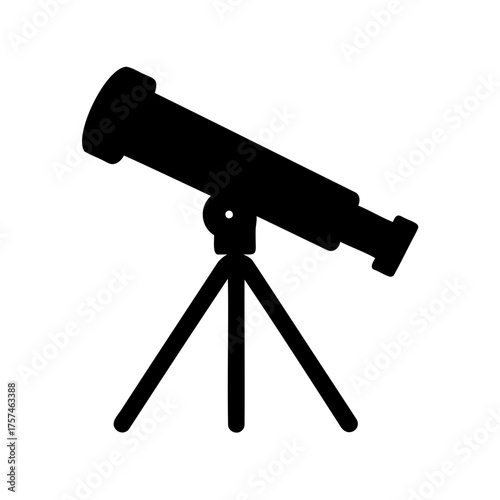 Silhouette of a telescope on a tripod used for astronomical observation