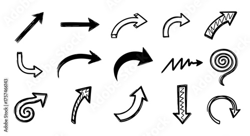 A collection of hand-drawn arrows pointing in various directions and styles.