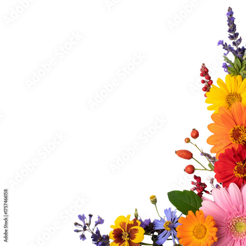Colorful Flower Bouquet Bottom Right Corner