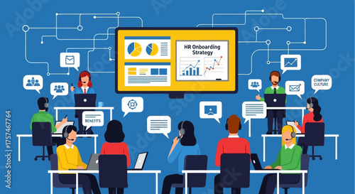 Team Discussing HR Onboarding Strategy in Modern Office.