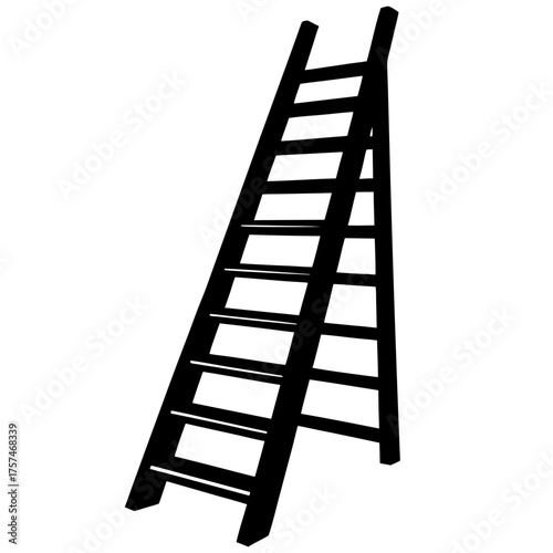 Silhouette of Ladder on white background