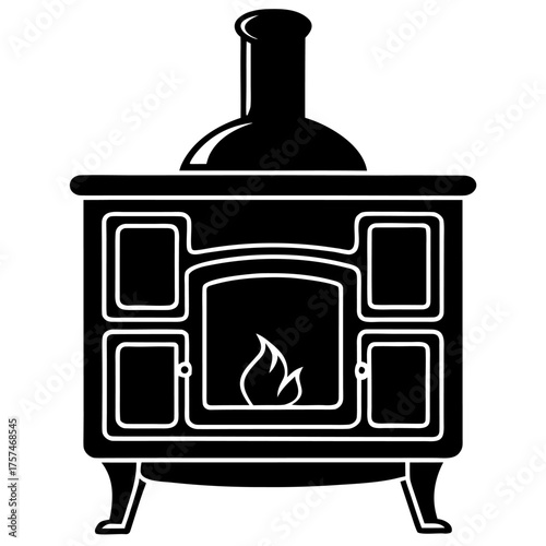 Silhouette of Stove on white background