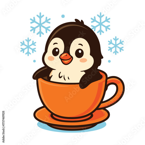 Penguin’s Cozy Cup SVG