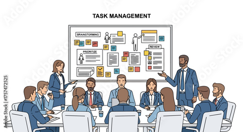 Business Team Meeting Discussing Task Management Strategy.