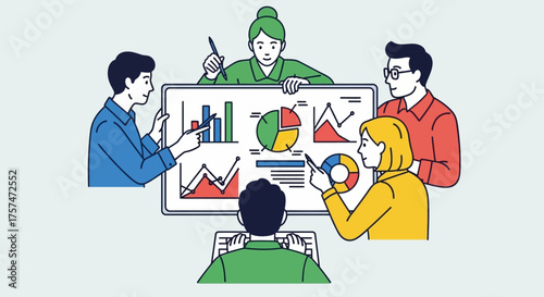 Team Analyzing Data and Charts During Meeting.