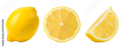 Wallpaper Mural ripe lemon fruit half and slices isolated, Fresh and Juicy Lemon, transparent png, cut out. Torontodigital.ca