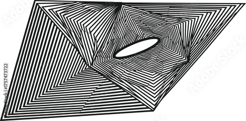 Abstract optical illusion with an oval shape in the center of a geometric pattern