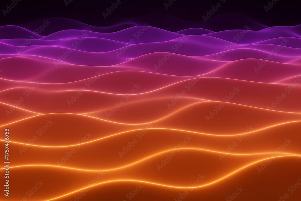 Fototapeta premium Abstract gradient waves of orange purple and red light flowing seamlessly across the scene