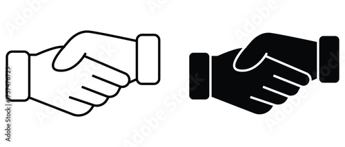 Handshake icon vector, Handshake icon Silhouette and outline style. Business agreement handshake symbol. Friends handshake, Agreement handshake. Vector illustration.