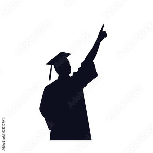 Graduation silhouette pointing upwards silhouette