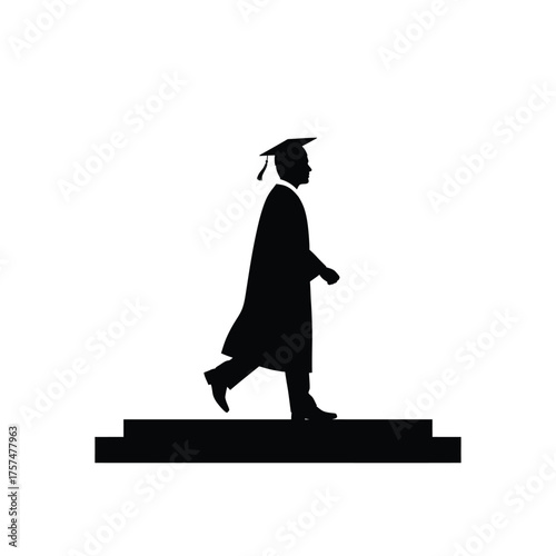 Graduation silhouette walking up steps silhouette