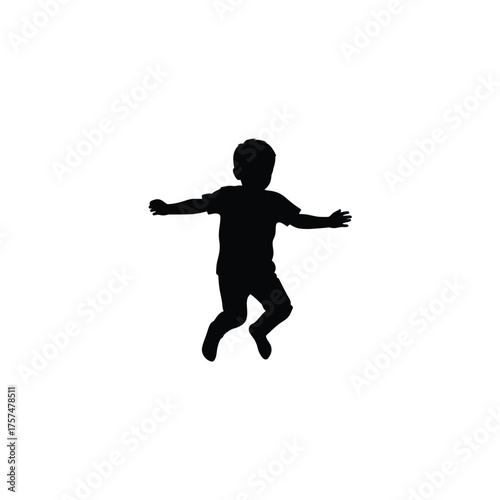 Joyful child jumping silhouette