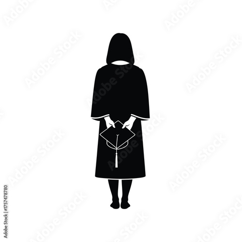 Mysterious figure in a hooded cloak silhouette