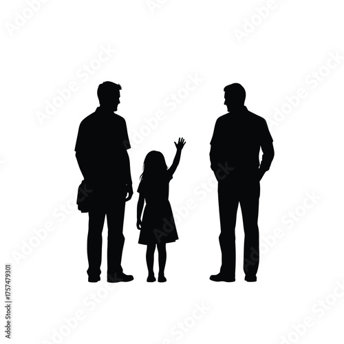 Three people standing together silhouette