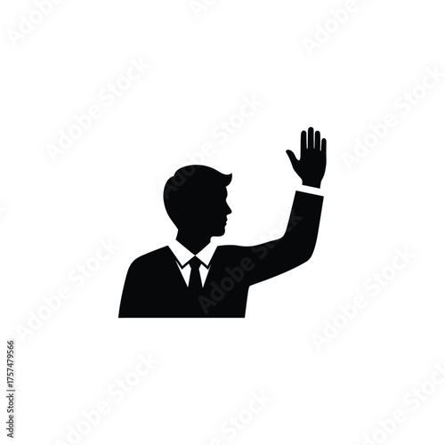 Man in suit waving hand silhouette