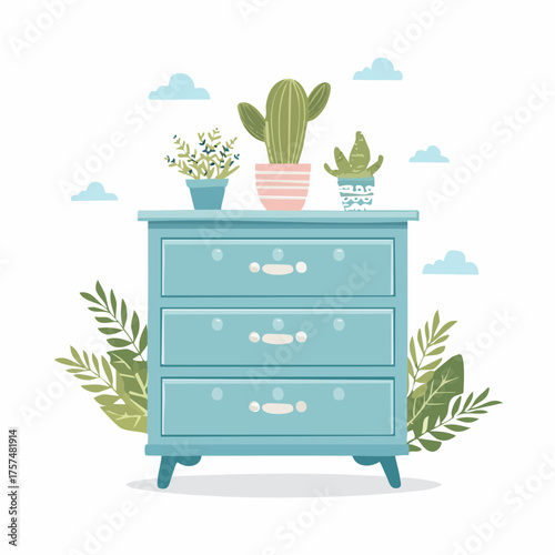 Kleiner Schrank in türkis