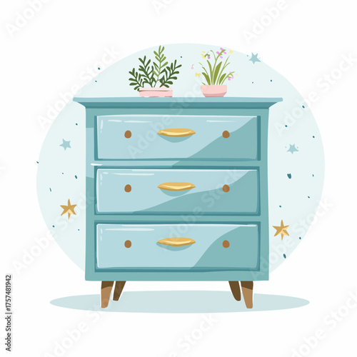 Kleiner Schrank in türkis