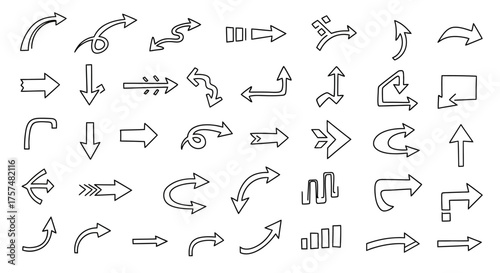 Collection of various arrow illustrations, showcasing different shapes, directions, and styles for diverse design purposes.