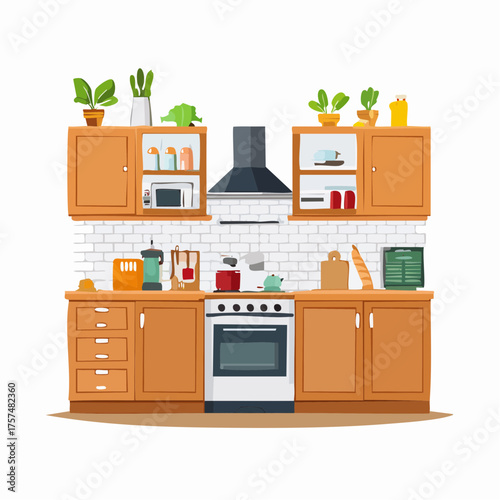 Moderner Küchenblock in orange