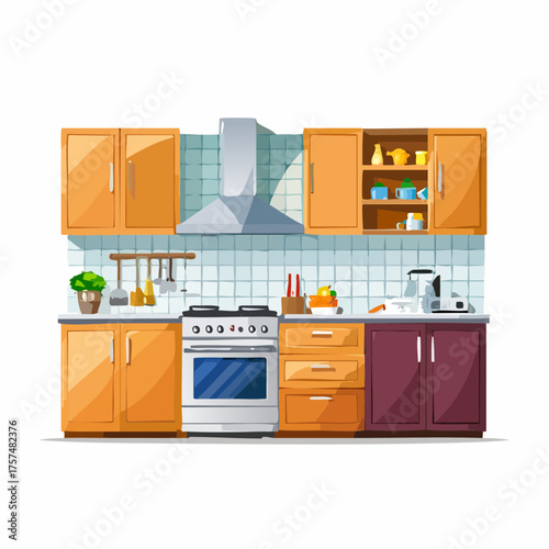 Moderner Küchenblock in orange