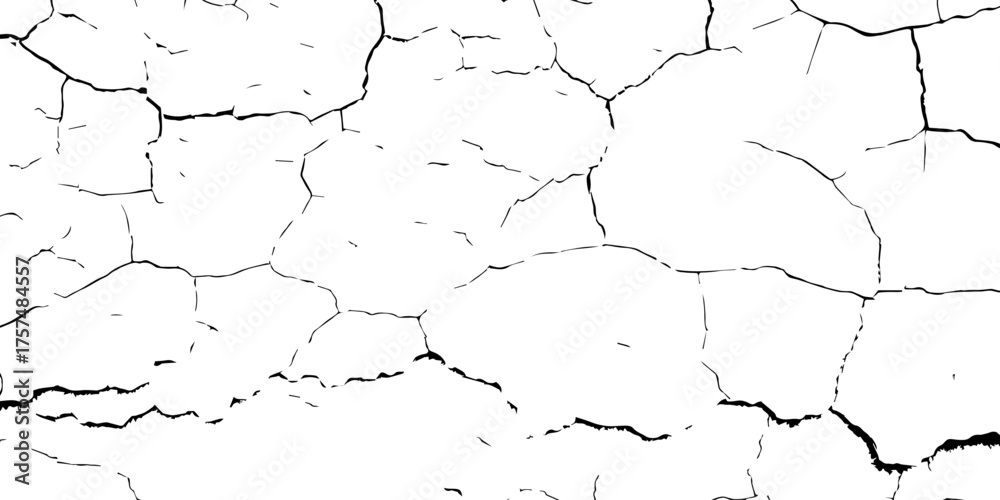 Obraz premium Weathered plaster surface with spreading cracks and chipped paint; perfect for use in architectural renders or dark visual storytelling. 