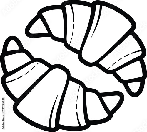 Two stylized black croissants