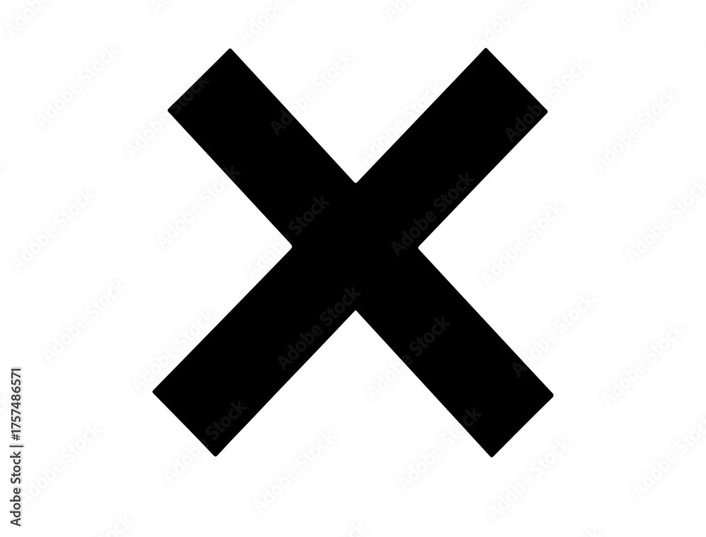 Obraz premium X mark in silhouette white background.