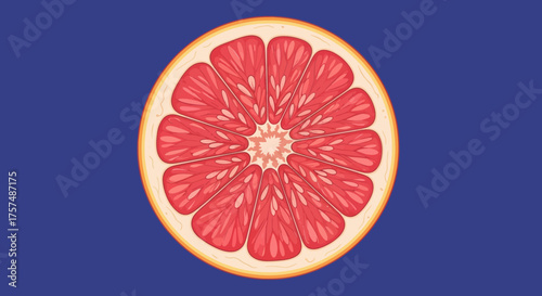 Sliced grapefruit, vivid pink flesh