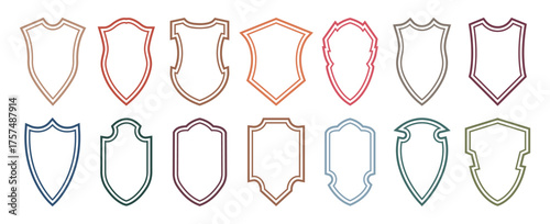 Outline Icons Vector Shields -protect shield, Black Shield vector design, Vector security shield badge. 