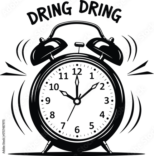 Vintage alarm clock ringing loudly